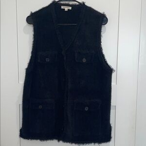 Max Studio Black Fuzzy Vest